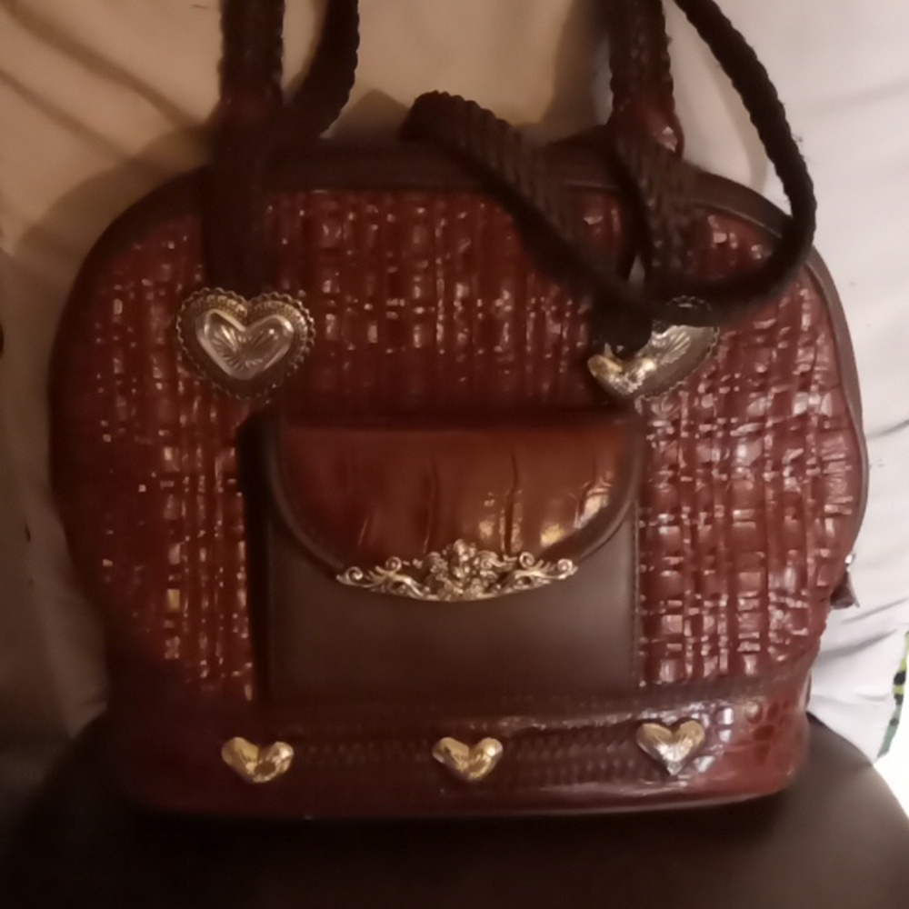 Leather woven tote